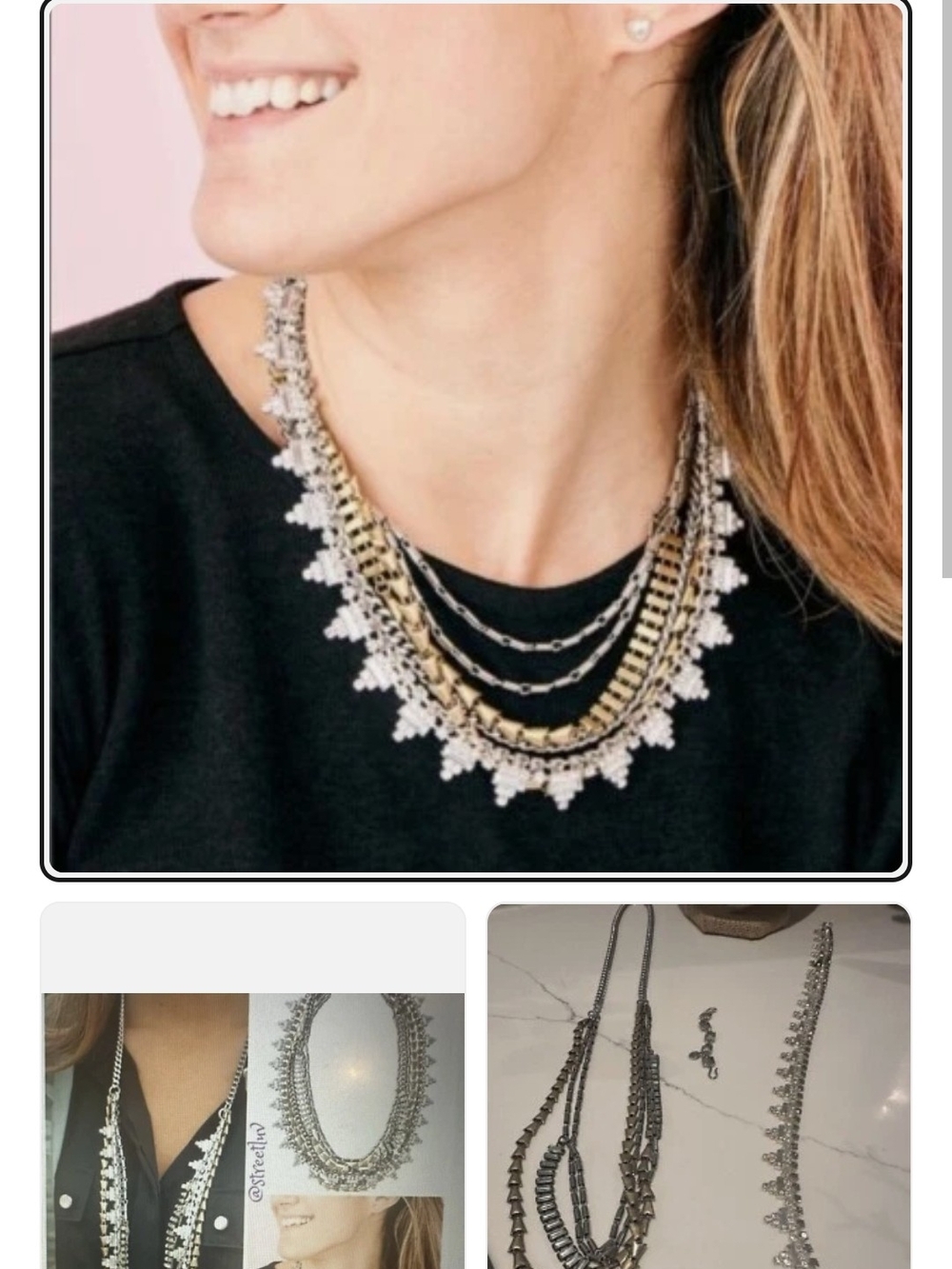 Stella & Dot - Layered Silver and Gold Multi-Row Necklace